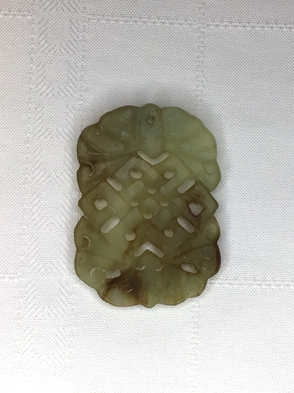 Vintage Chinese Hand-carved Celadon Nephrite Jade Pendant